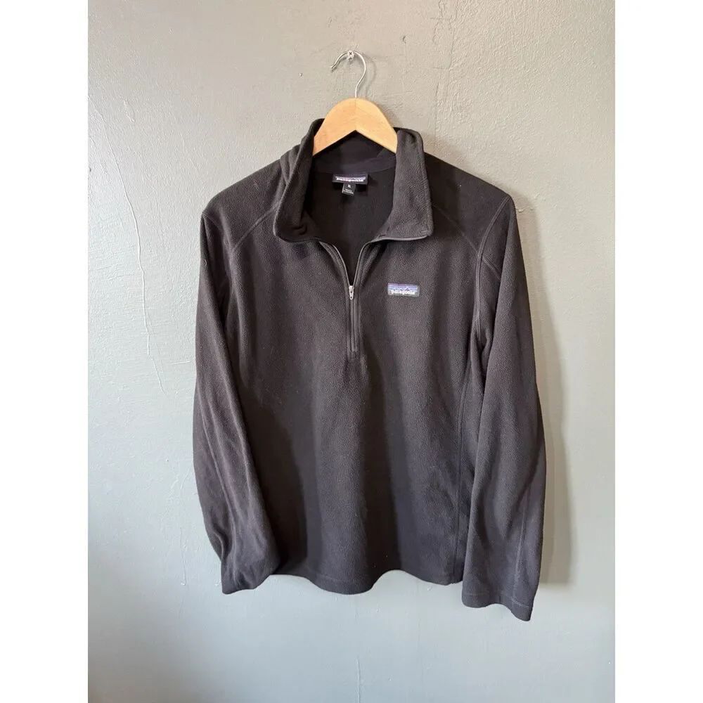 Patagonia Mens Black Fleece 1/4 Zip Mock Neck Sweatshirt Size XL